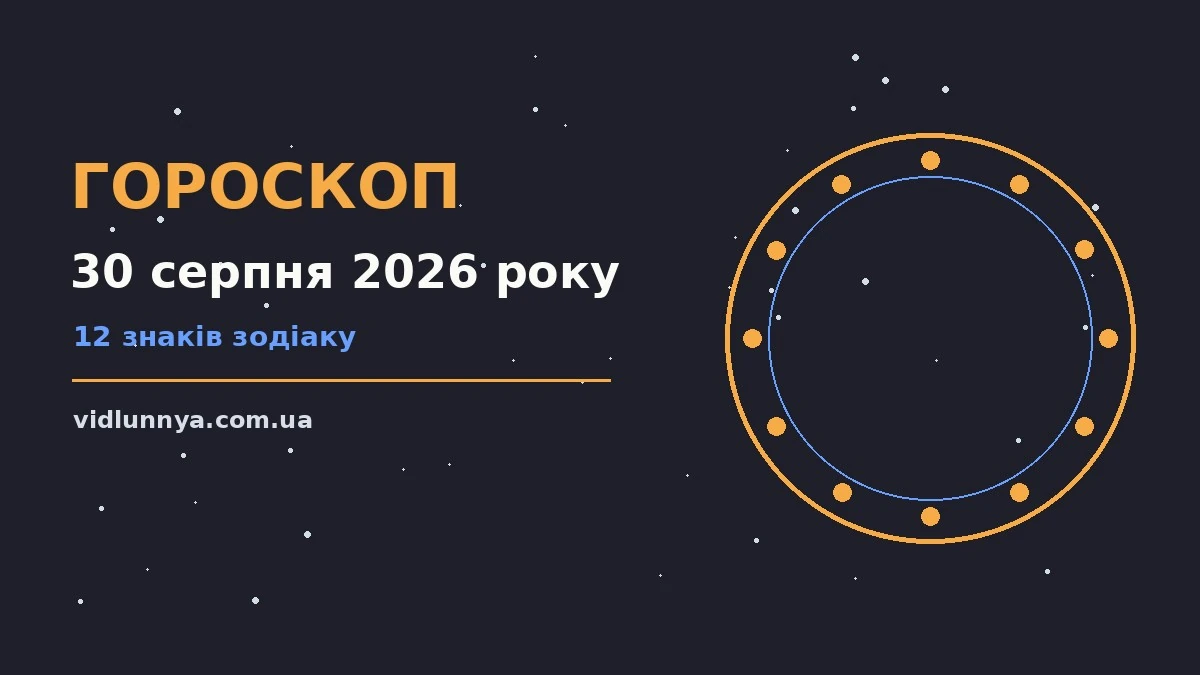 Гороскоп на 30 серпня 2026 року: що підготували зорі про можливості й обережність