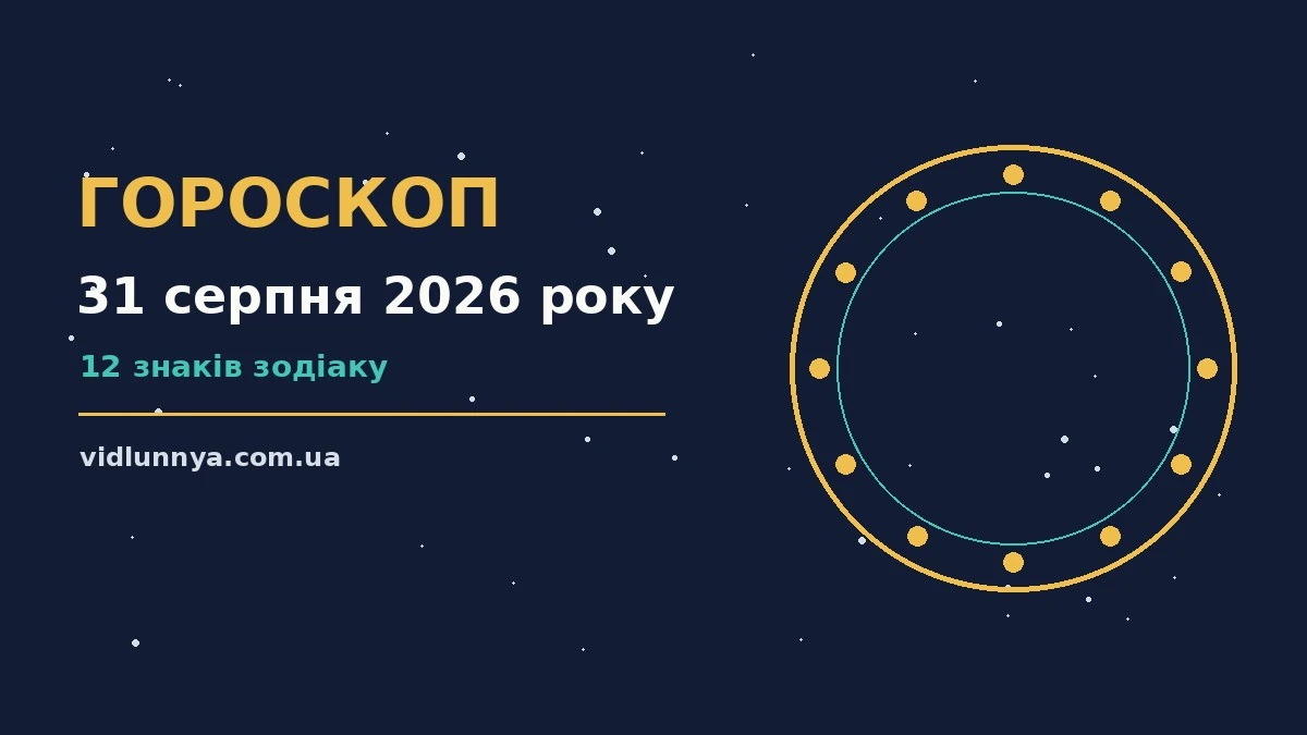 Гороскоп на 31 серпня 2026 року: що підготували зорі про можливості й обережність
